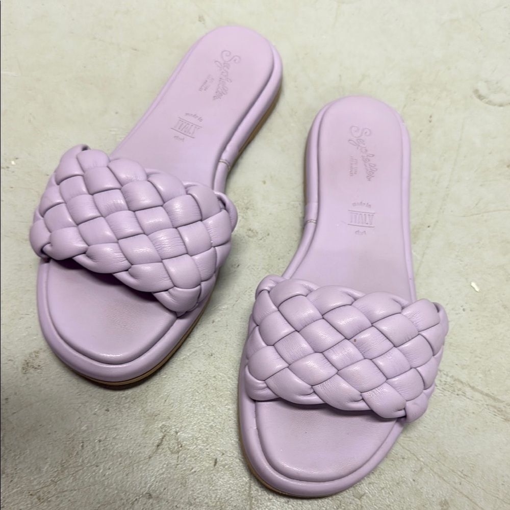 Stylish Lavender Slide Sandals - Seychelles - Size 8.5 - Braided LIKE NEW Slides